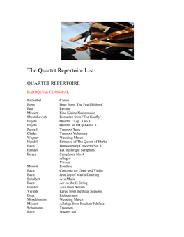 The Quartet Repertoire List