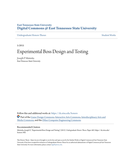 Experimental Boss Design and Testing Joseph P