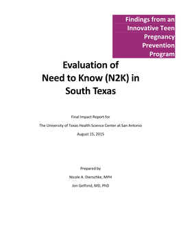 Findings from an Innovative Teen Pregnancy Prevention Program Evaluation of Need to Know (N2K) in South Texas