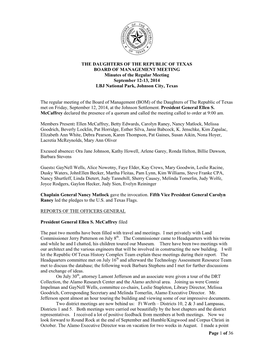 Page 1 of 36 the DAUGHTERS of the REPUBLIC of TEXAS BOARD