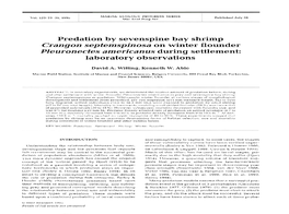 Crangon Septemspinosa on Winter Flounder Pleuronectes American Us During Settlement: Laboratory Observations