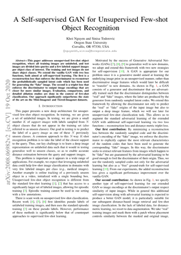 A Self-Supervised GAN for Unsupervised Few-Shot Object Recognition