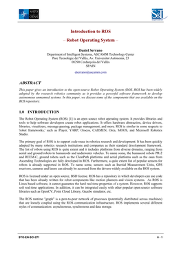 Introduction to ROS – Robot Operating System –