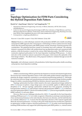 Topology Optimization for FDM Parts Considering the Hybrid Deposition Path Pattern