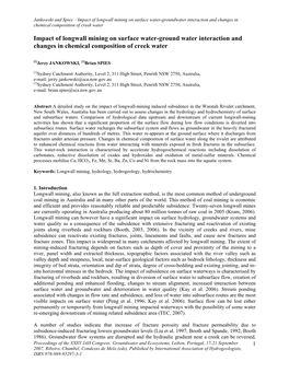 Impact of Longwall Mining on Surface Water-Groundwater Interaction and Changes in Chemical Composition of Creek Water