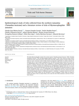 Epidemiological Study of Ticks Collected from the Northern Tamandua