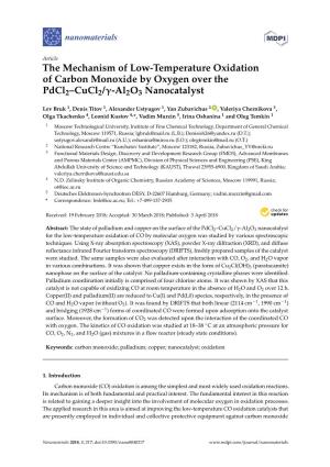 The Mechanism of Low-Temperature Oxidation of Carbon Monoxide by Oxygen Over the Pdcl2–Cucl2/Γ-Al2o3 Nanocatalyst