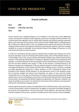 LIVES of the PRESIDENTS Francis Lehunte