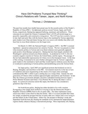 China's Relations with Taiwan, Japan, and North Korea