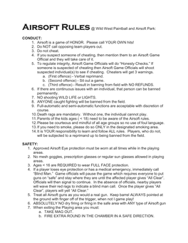 Airsoft Rules@ Wild West Paintball and Airsoft Park