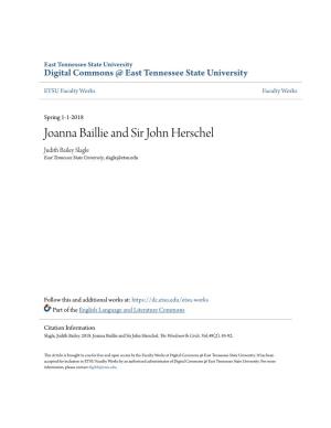 Joanna Baillie and Sir John Herschel Judith Bailey Slagle East Tennessee State University, Slagle@Etsu.Edu