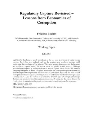 Regulatory Capture Revisited – Lessons from Economics of Corruption