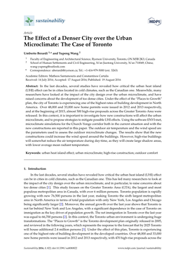 The Effect of a Denser City Over the Urban Microclimate: the Case of Toronto