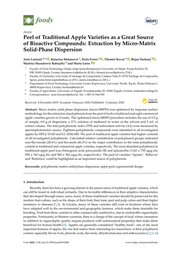 Peel of Traditional Apple Varieties As a Great Source of Bioactive Compounds: Extraction by Micro-Matrix Solid-Phase Dispersion