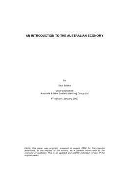An Introduction to the Australian Economy