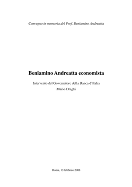 Beniamino Andreatta Economista