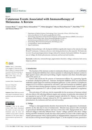 Cutaneous Events Associated with Immunotherapy of Melanoma: a Review