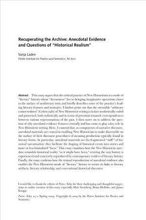 Anecdotal Evidence and Questions of ''Historical Realism'