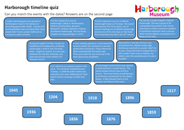 Harborough Timeline Quiz Can You Match the Events with the Dates? Answers Are on the Second Page