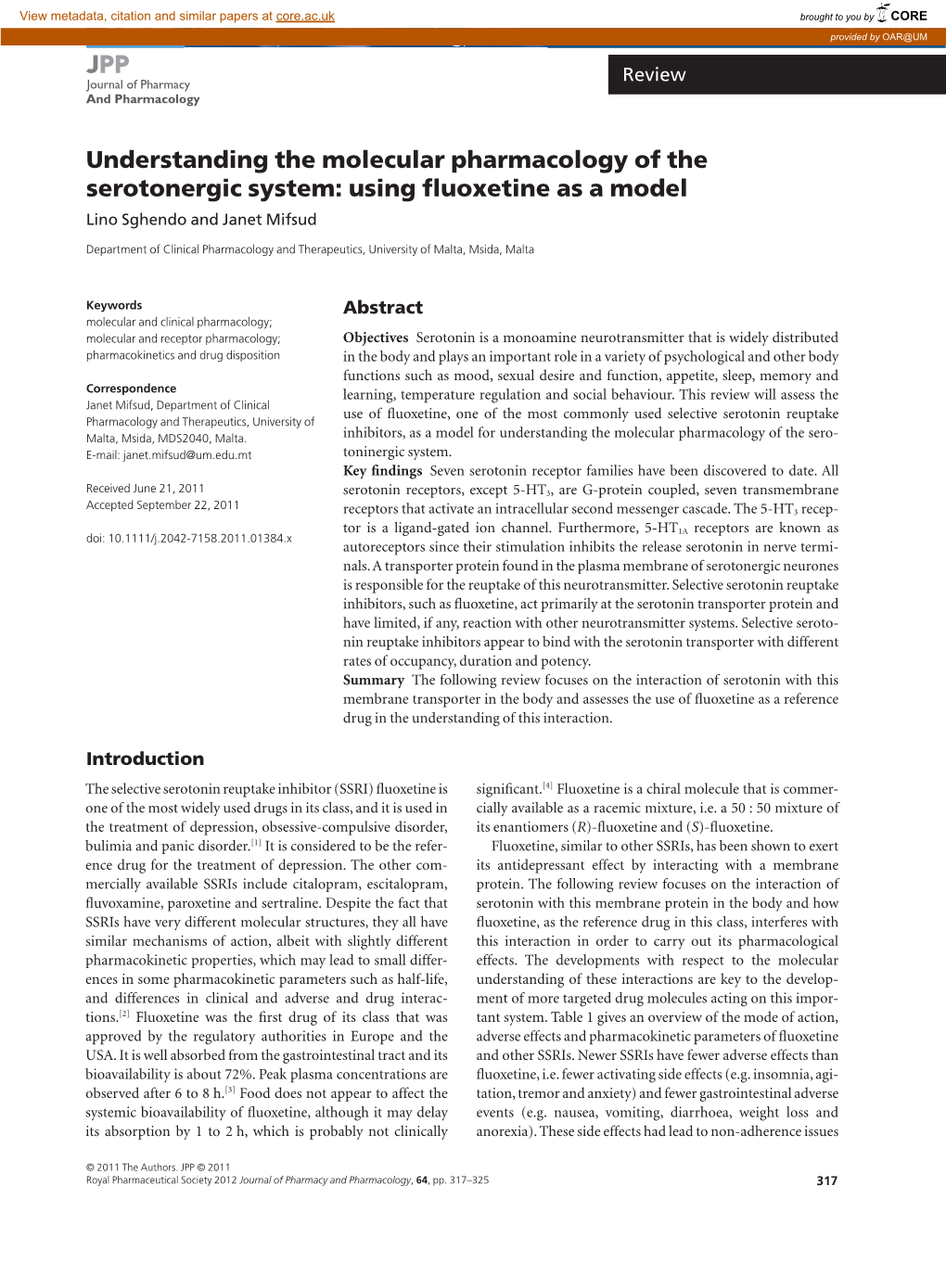 Using Fluoxetine As a Model