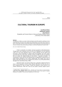 Cultural Tourism in Europe