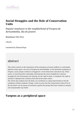 Social Struggles and the Role of Conservation Units
