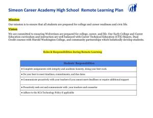 Simeon Career Academy High School Remote Learning Plan