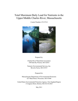 Total Maximum Daily Load for Nutrients in the Upper/Middle Charles River, Massachusetts
