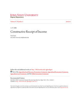 Constructive Receipt of Income Neil Harl Iowa State University, Harl@Iastate.Edu
