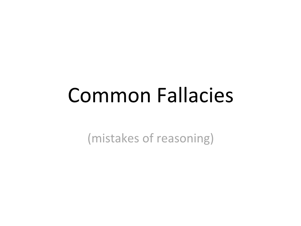 Common Reasoning Mistakes