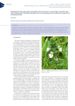 Cies of Euphrasia (Orobanchaceae) and Its Consequences for Botanical Research on Protected Areas