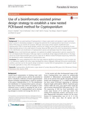 Use of a Bioinformatic-Assisted Primer Design Strategy to Establish a New Nested PCR-Based Method for Cryptosporidium Anson V