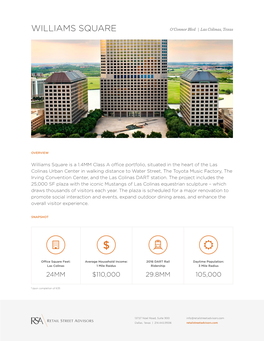 WILLIAMS SQUARE O'connor Blvd | Las Colinas, Texas