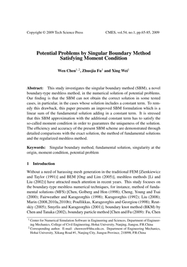 Potential Problems by Singular Boundary Method Satisfying Moment Condition