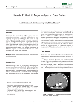 Hepatic Epithelioid Angiomyolipoma: Case Series
