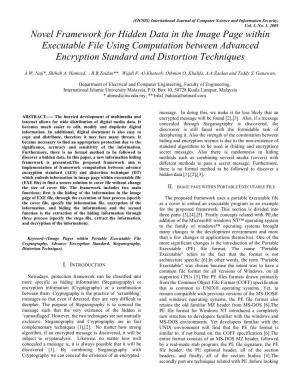 Novel Framework for Hidden Data in the Image Page Within Executable File Using Computation Between Advanced Encryption Standard and Distortion Techniques