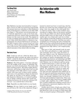 An Interview with Max Mathews
