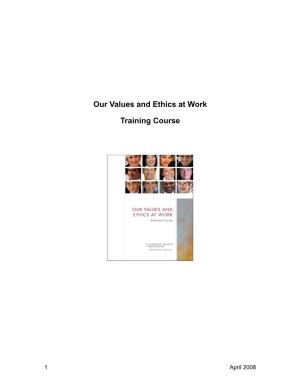 Our Values and Ethics at Work Training Course