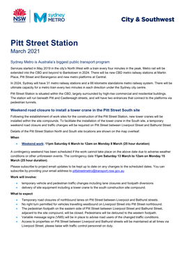 Pitt Street Station March 2021