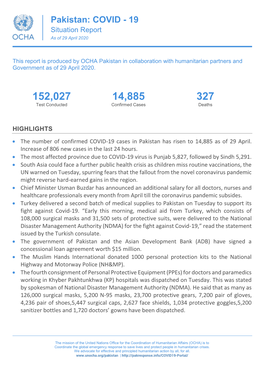 Pakistan: COVID - 19 Situation Report As of 29 April 2020