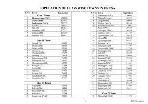 Population of Class Wise Towns in Orissa