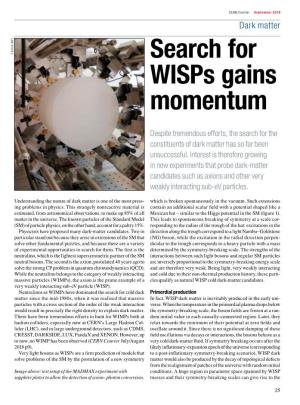 Search for Wisps Gains Momentum
