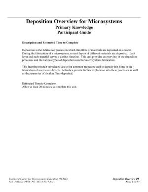 Deposition Overview for Microsystems Primary Knowledge Participant Guide