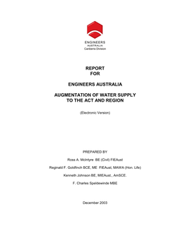 Report for Engineers Australia Augmentation Of