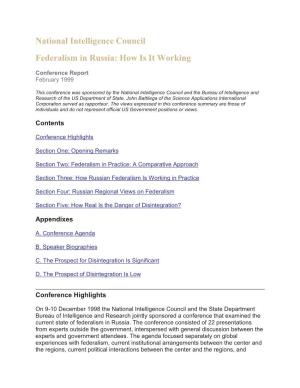 Federalism in Russia: How Is It Working