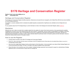 S170 Heritage and Conservation Register