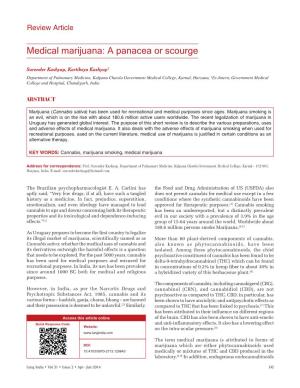 Medical Marijuana: a Panacea Or Scourge