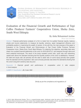 Evaluation of the Financial Growth and Performance of Tepi Coffee