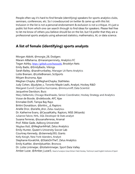 Sports Analysts Using Advanced Statistics, Mathematics, AI, Or Data Science