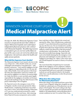 Popovich V. Allina Health Medical Malpractice Alert
